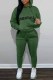Green Street Print Letter Hooded Collar Long Sleeve Two Pieces