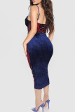 Red Sexy Print Patchwork Spaghetti Strap Sling Dress Dresses