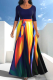Yellow Casual Patchwork Tie-dye O Neck Dresses