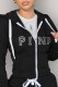 Black Casual Print Letter Hooded Collar Tops