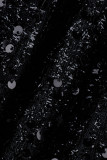 Black Elegant Solid Sequins Patchwork O Neck Evening Dress Dresses