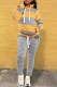Yellow Casual Striped Print Letter Hooded Collar Long Sleeve Two Pieces