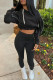 Black Casual Sportswear Solid Patchwork O Neck Long Sleeve Two Pieces