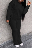 Red Street Solid Patchwork V Neck Long Sleeve Two Pieces