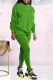 Green Casual Solid Patchwork O Neck Short Sleeve Two Pieces