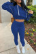Blue Casual Sportswear Solid Patchwork O Neck Long Sleeve Two Pieces
