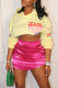 Light Yellow Casual Print Patchwork Hooded Collar Long Sleeve Two Pieces