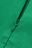 Green Elegant Solid Hollowed Out Patchwork Half A Turtleneck Pencil Skirt Dresses