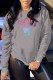 Grey Casual Print Patchwork O Neck Tops