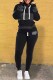 Grey Casual Striped Print Letter Hooded Collar Long Sleeve Two Pieces