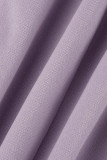 Purple Elegant Solid Tassel Patchwork Oblique Collar Evening Dress Dresses