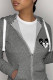 Grey Casual Print Patchwork Hooded Collar Tops