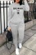 Grey Street Print Letter O Neck Long Sleeve Two Pieces