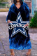 Blue Black Casual Print Patchwork V Neck Straight Dresses