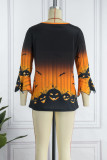 Red Casual Street Print Patchwork O Neck Tops