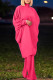 Rose Red Casual Solid Bandage Patchwork Half A Turtleneck Long Sleeve Two Pieces