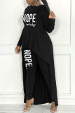 Grey Casual Print Patchwork O Neck Long Sleeve Two Pieces