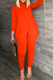 Pink Casual Solid Patchwork Half A Turtleneck Long Sleeve Two Pieces