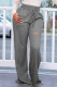Grey Casual Solid Ripped Regular High Waist Conventional Solid Color Bottoms