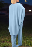 Rose Red Casual Solid Bandage Patchwork Half A Turtleneck Long Sleeve Two Pieces