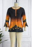 Red Casual Street Print Patchwork O Neck Tops
