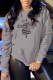 Grey Casual Print Letter O Neck T-Shirts