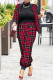 Red Fashion Casual Print Patchwork Long Sleeve Two Pieces