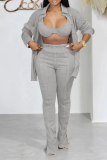 Pink Casual Solid Patchwork Turndown Collar Long Sleeve Three Pieces