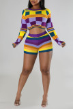 Red Sexy Plaid Print Patchwork O Neck Long Sleeve Two Pieces