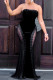 Black Sexy Solid Patchwork See-through Strapless Long Dress Dresses