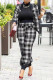 Black White Fashion Casual Print Patchwork Long Sleeve Two Pieces