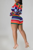 Red Sexy Plaid Print Patchwork O Neck Long Sleeve Two Pieces