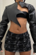 Black Sexy Solid Patchwork Cardigan Collar Tops