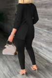 Pink Casual Solid Patchwork Half A Turtleneck Long Sleeve Two Pieces