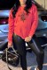Red Casual Print Letter O Neck T-Shirts