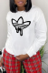 White Casual Vintage Print Patchwork O Neck Tops
