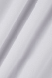 White Sexy Solid Patchwork V Neck Straight Jumpsuits