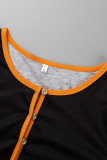 Red Casual Street Print Patchwork O Neck Tops
