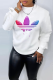 White Casual Street Print Patchwork O Neck Tops