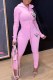 Pink Casual Print Patchwork Hooded Collar Long Sleeve Two Pieces