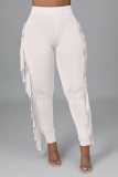 Red Sexy Solid Tassel Skinny High Waist Pencil Solid Color Bottoms