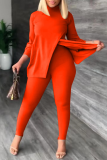 Pink Casual Solid Patchwork Half A Turtleneck Long Sleeve Two Pieces