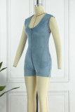 Pink Sexy Solid Patchwork Zipper V Neck Regular Rompers