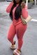 Pink Casual Letter Embroidered O Neck Long Sleeve Two Pieces
