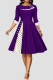Purple Casual Print Polka Dot Patchwork O Neck A Line Dresses