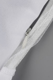 White Sexy Solid Patchwork V Neck Straight Jumpsuits