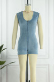 Pink Sexy Solid Patchwork Zipper V Neck Regular Rompers