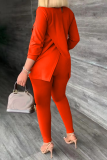 Pink Casual Solid Patchwork Half A Turtleneck Long Sleeve Two Pieces