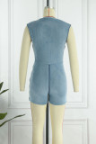 Pink Sexy Solid Patchwork Zipper V Neck Regular Rompers