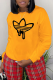 Yellow Casual Vintage Print Patchwork O Neck Tops